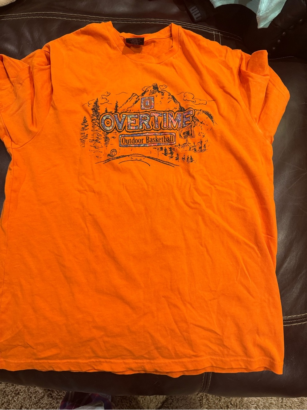 Overtime Outdoor Basketball Short Sleeve Tee - Orange mens medium